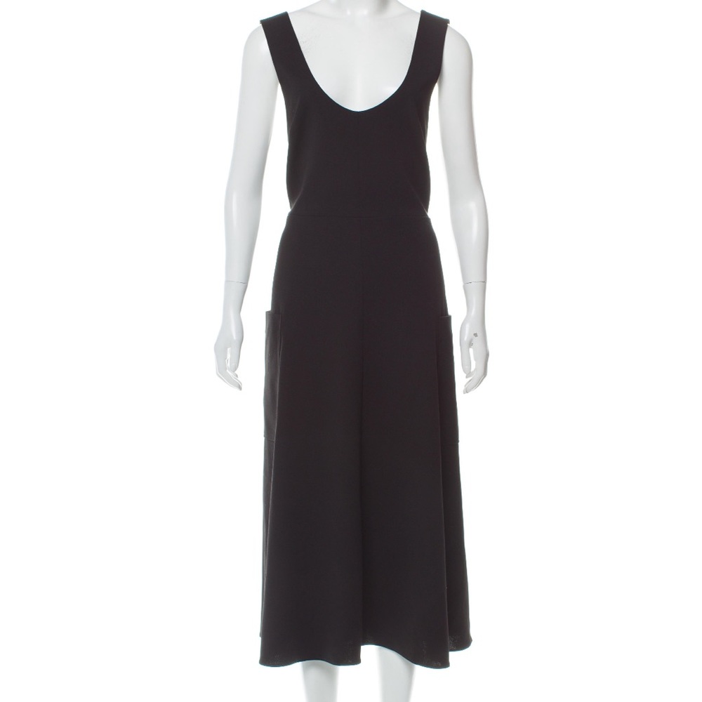 Tibi black midi backless dress with pockets